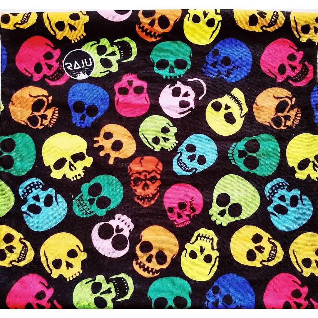 Bandana - Raju - Calavera de colores -  Fondo negro